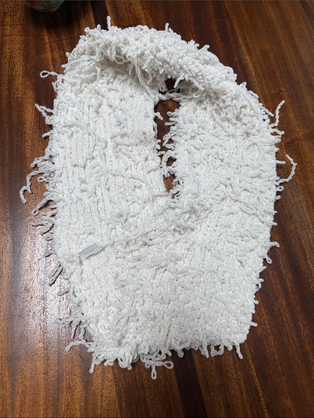 Plush White Loop Knit Scarf